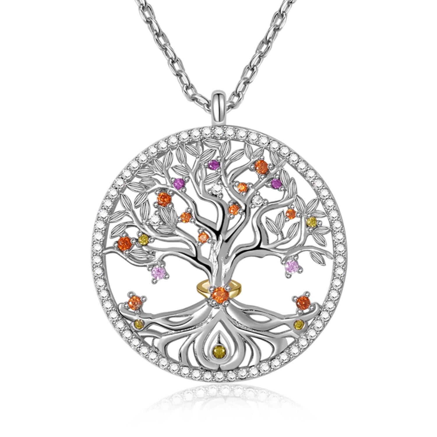 Gnoce Kette mit Anhänger Gnoce Halskette Lebensbaum FJN157 Silber