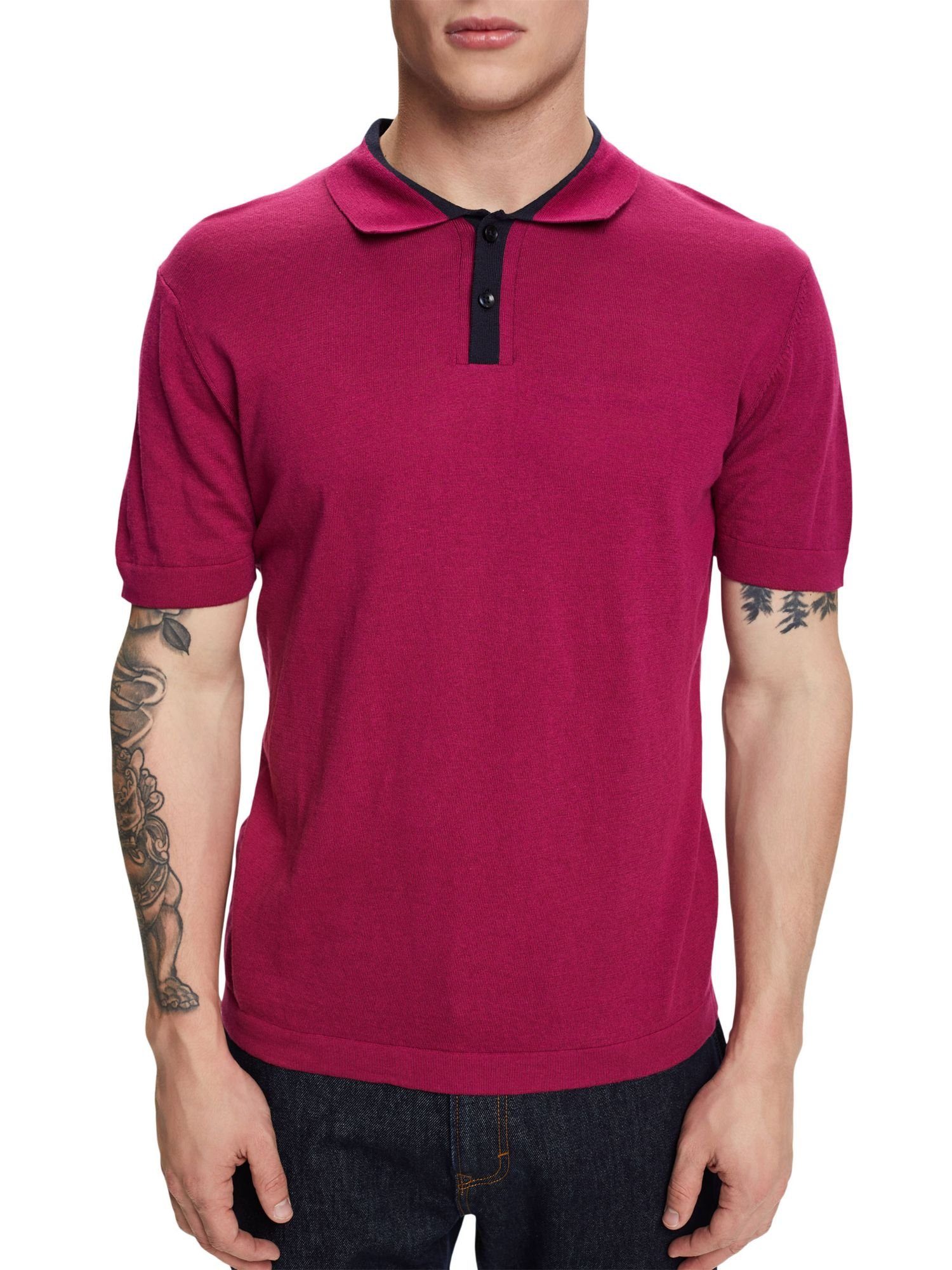 Collection Poloshirt DARK Mesh-Poloshirt PINK aus Esprit Baumwollmix