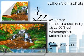 MuchoWow Balkonsichtschutz Natur - Wasserfall - Steine - Moos - Blätter - Grün (1-St) Balkonbanner, Sichtschutz für den Balkon, Robustes und wetterfest