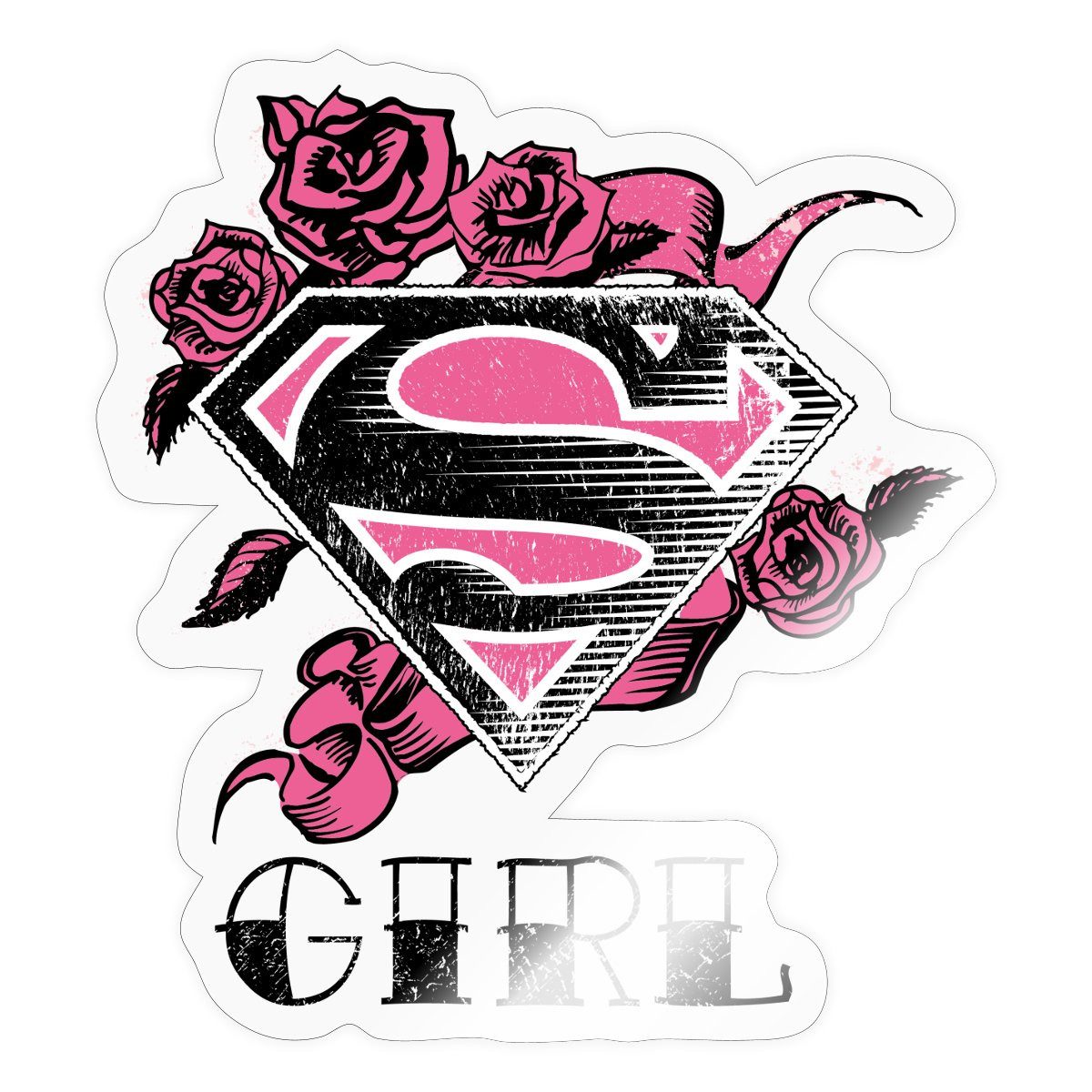 Spreadshirt Aufkleber DC Comics Superman Logo Rosen Girl Sticker Aufkleber