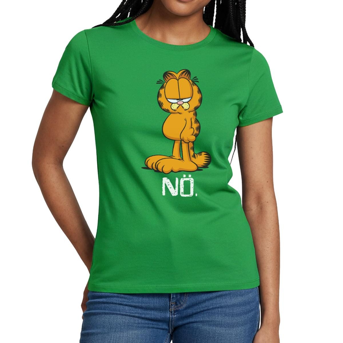 T-Shirt Garfield Nö Nein Kein Bock Lustig Frauen T-Shirt