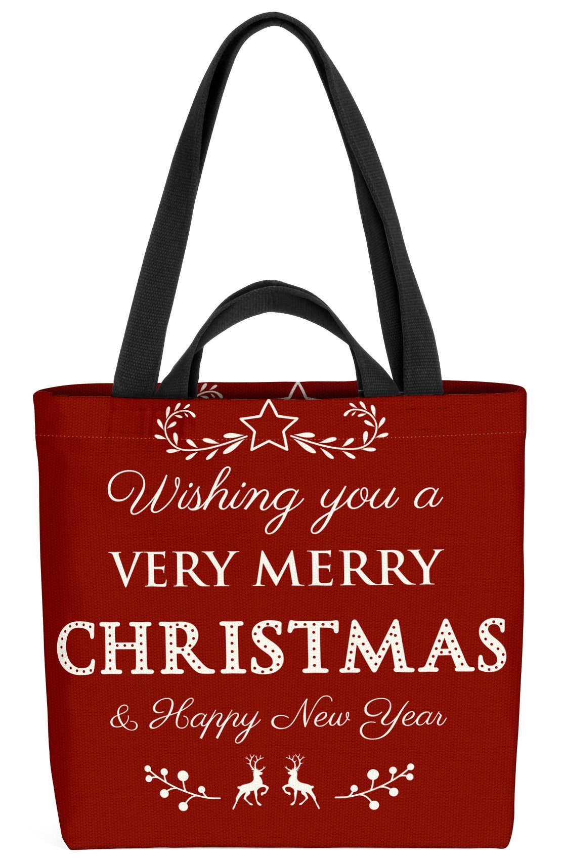 VOID Henkeltasche (1-tlg), Very Merry Christmas Year Merry Christmas Happy New Year Silvester Weihn