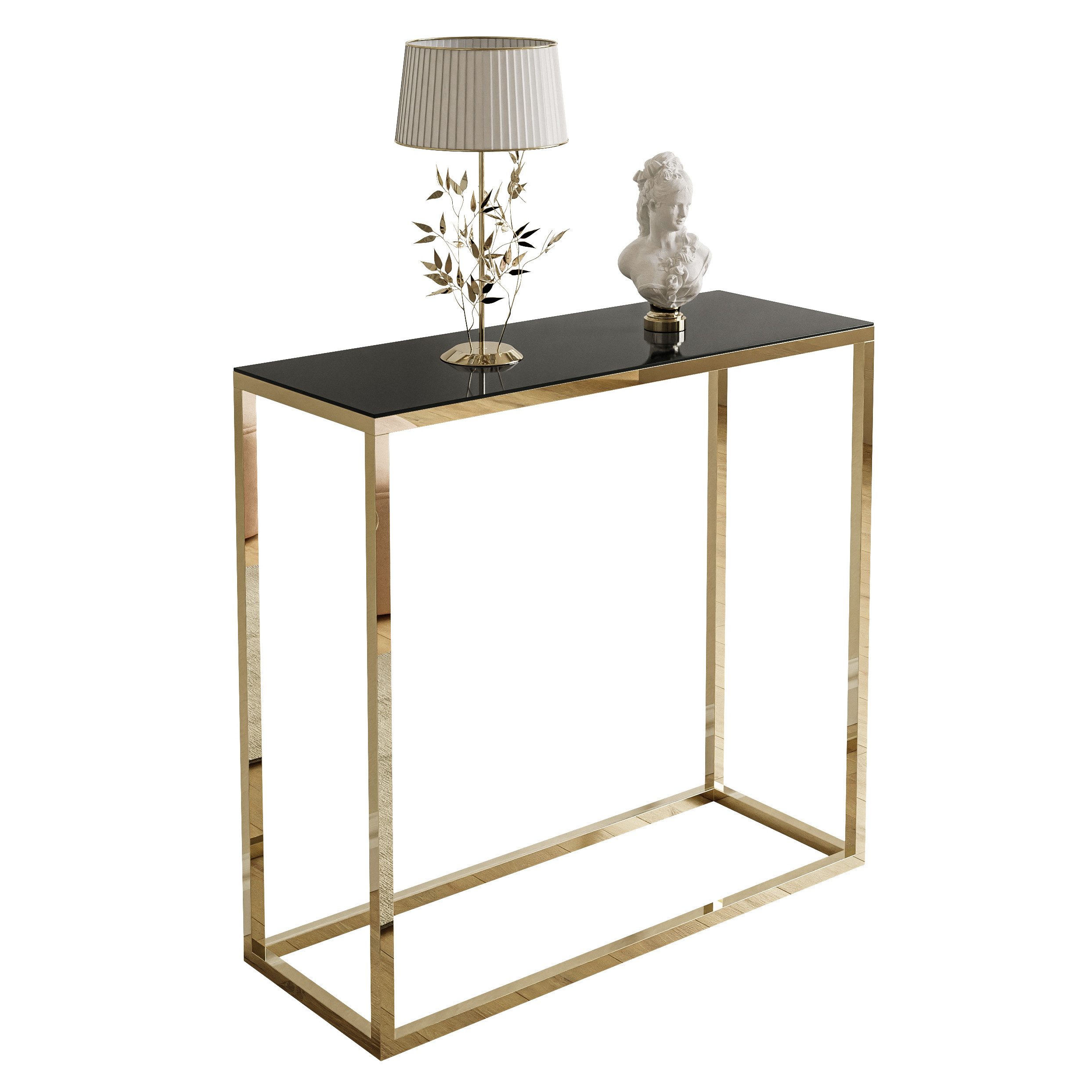 Lookway Konsolentisch MODERN GLASS mit goldfarbenem, verchromtem Gestell (1 günstig online kaufen