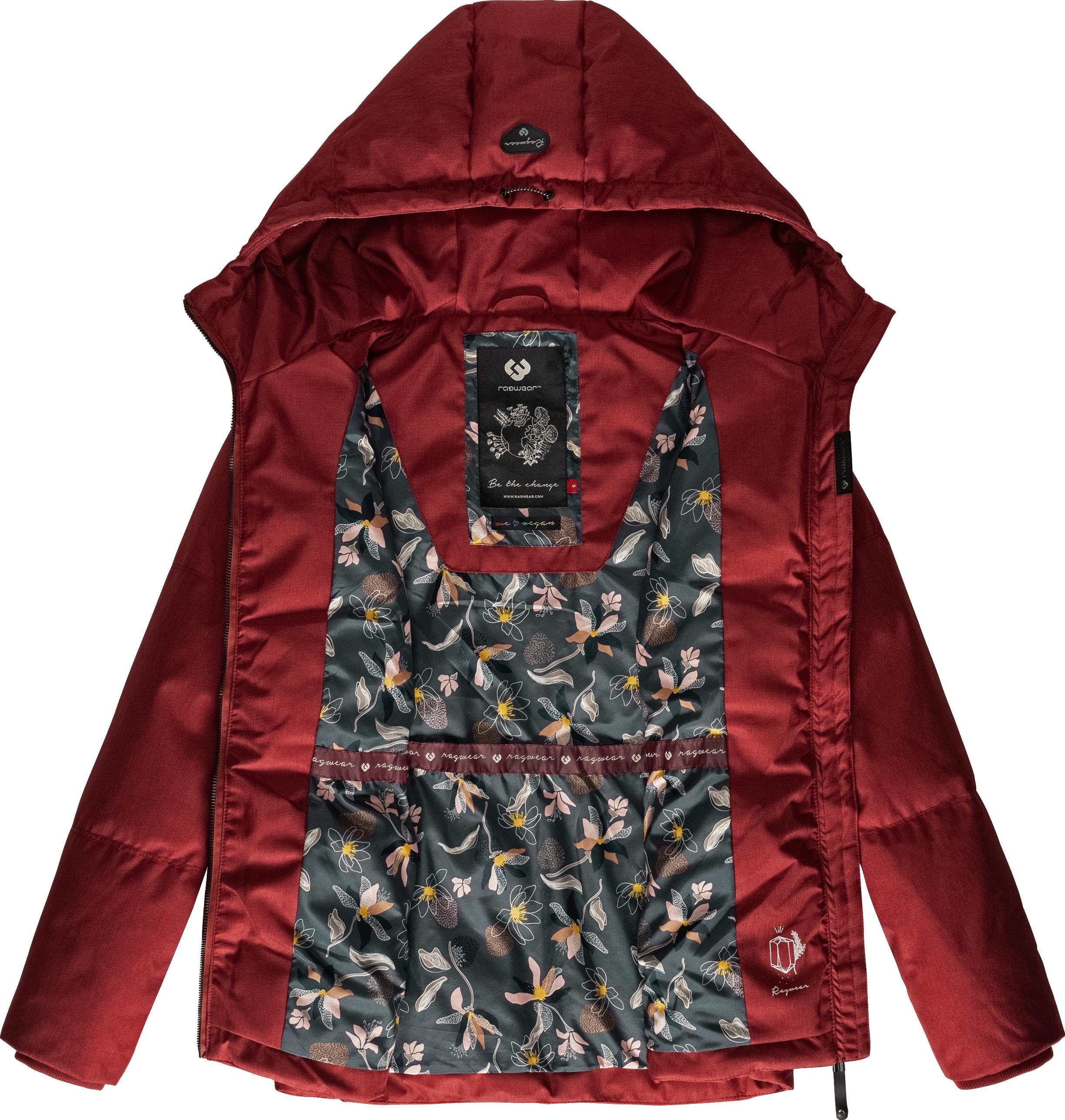 Ragwear Anorak Calena Intl. weinrot Gummizug Winterjacke und Kapuze stylische mit