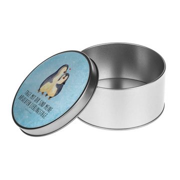 Mr. & Mrs. Panda Aufbewahrungsdose Pinguin umarmen - Eisblau - Geschenk, Geschenkbox, Metalldose, verkna (1 St), Hochwertige Qualität