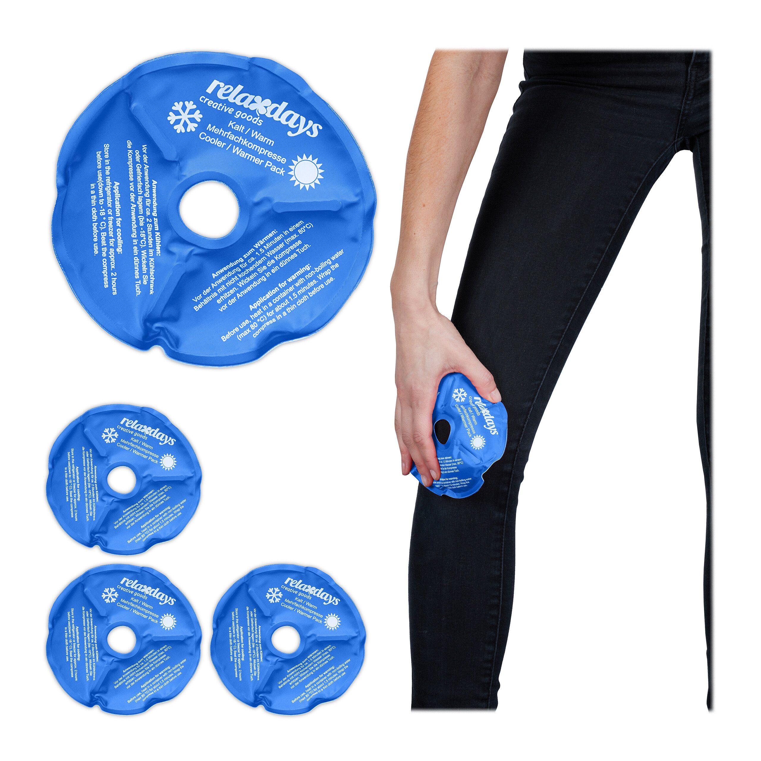 relaxdays Kalt-Warm-Kompresse 4er Set Knie Kühlpads in Blau, 4-tlg.
