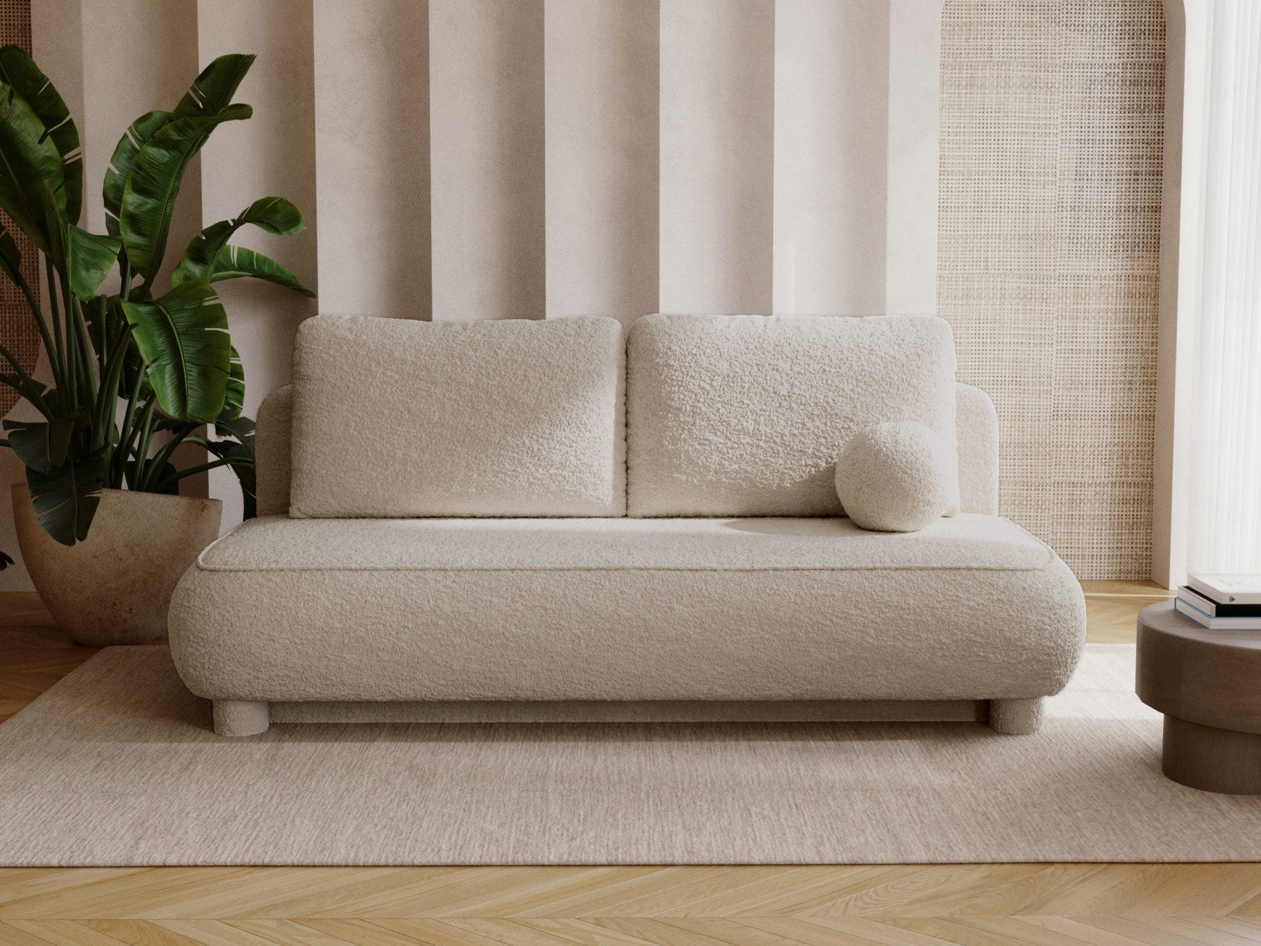 Compleo Schlafsofa Sofa ohne Armlehnen, moderne runde Form, Moderne Couch, günstig online kaufen