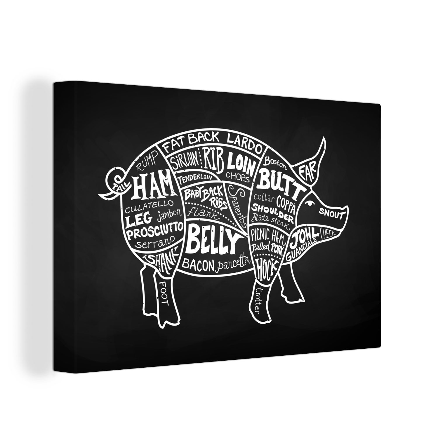 OneMillionCanvasses® Leinwandbild Schwein - Fleischer - Fleisch, (1 St), Wandbild Leinwandbilder, Aufhängefertig, Wanddeko, 30x20 cm
