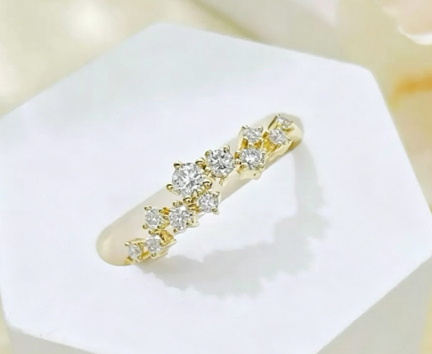 Jumpeak Diamantring 14K Gold,imLabor gezüchteter Diamant,Verlobungsring als Geschenk, D/E VVS/VS 3EX,Verlobungsring,Damenring,Hochzeitsgeschenk