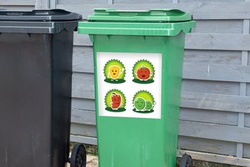 MuchoWow Wandsticker Illustration von anthropomorphem Gemüse für Kinder (1 St), Mülleimer-aufkleber, Mülltonne, Sticker, Container, Abfalbehälter