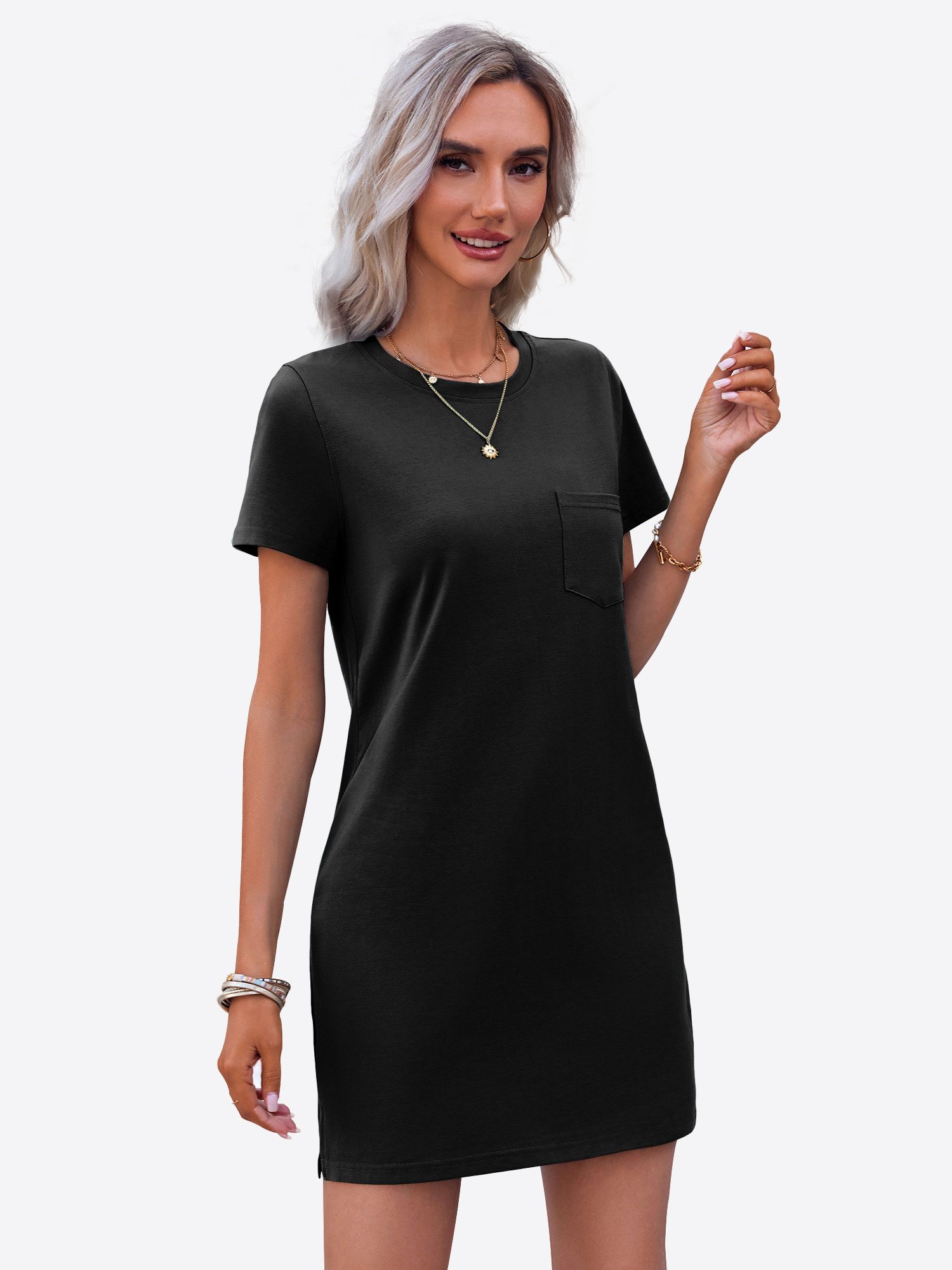 Imily Bela Minikleid Damen Freizeitkleid mit Rundhalsausschnitt (Packung, 1 günstig online kaufen