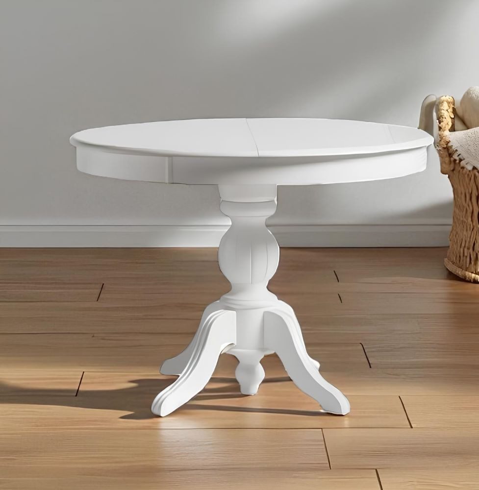 Xlmoebel Esstisch Runder ausziehbarer Tisch in Weiß aus Holz für das Esszimmer (Esstisch, 1-St., Esstisch), Hergestellt in Europa
