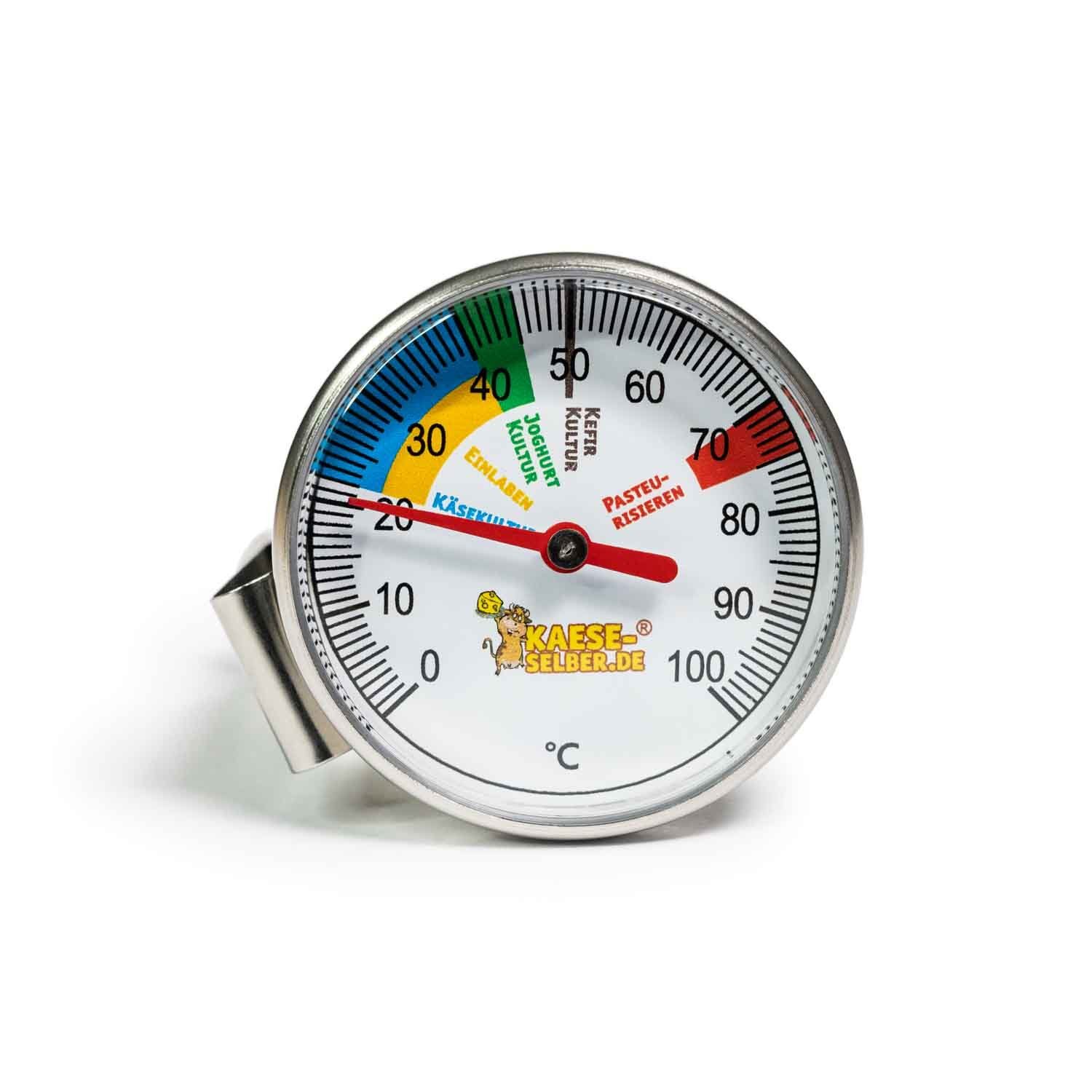 KAESE-SELBER.DE Back-Set Edelstahl Thermometer Premium Plus 0 - 100 °C (Käse, Joghurt, Quark), (1-tlg)