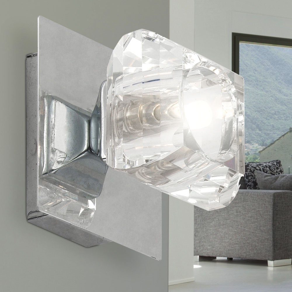 Wandleuchte, Wohn Wand Kristall inklusive, Strahler etc-shop LED Warmweiß, Beleuchtung- Zimmer Leuchte Glas Leuchtmittel