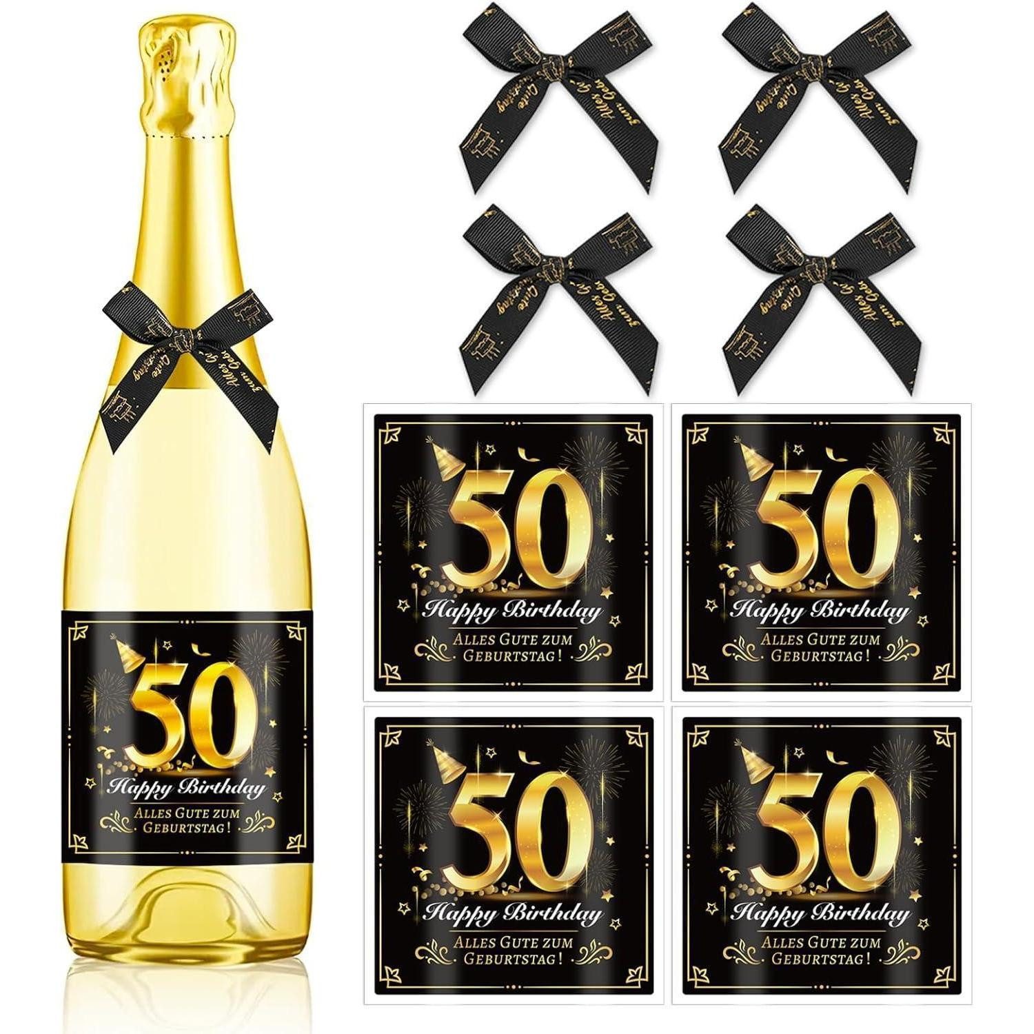 LuxusKollektion Etikett Flaschenetikett selbstklebend Schleife Geburtstag 50. Geburtstag