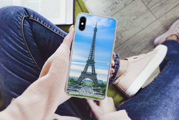 MuchoWow Handyhülle Der Eiffelturm vor einer farbenprächtigen Kulisse, Handyhülle Apple iPhone Xs, Smartphone-Bumper, Print, Handy