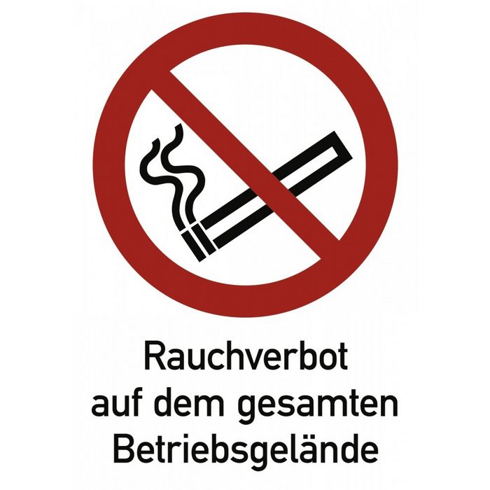 König Werbeanlagen Hinweisschild Rauchverbot auf dem gesamten Betriebsgelände ISO 7010 Kombischild Alu 210x297 mm