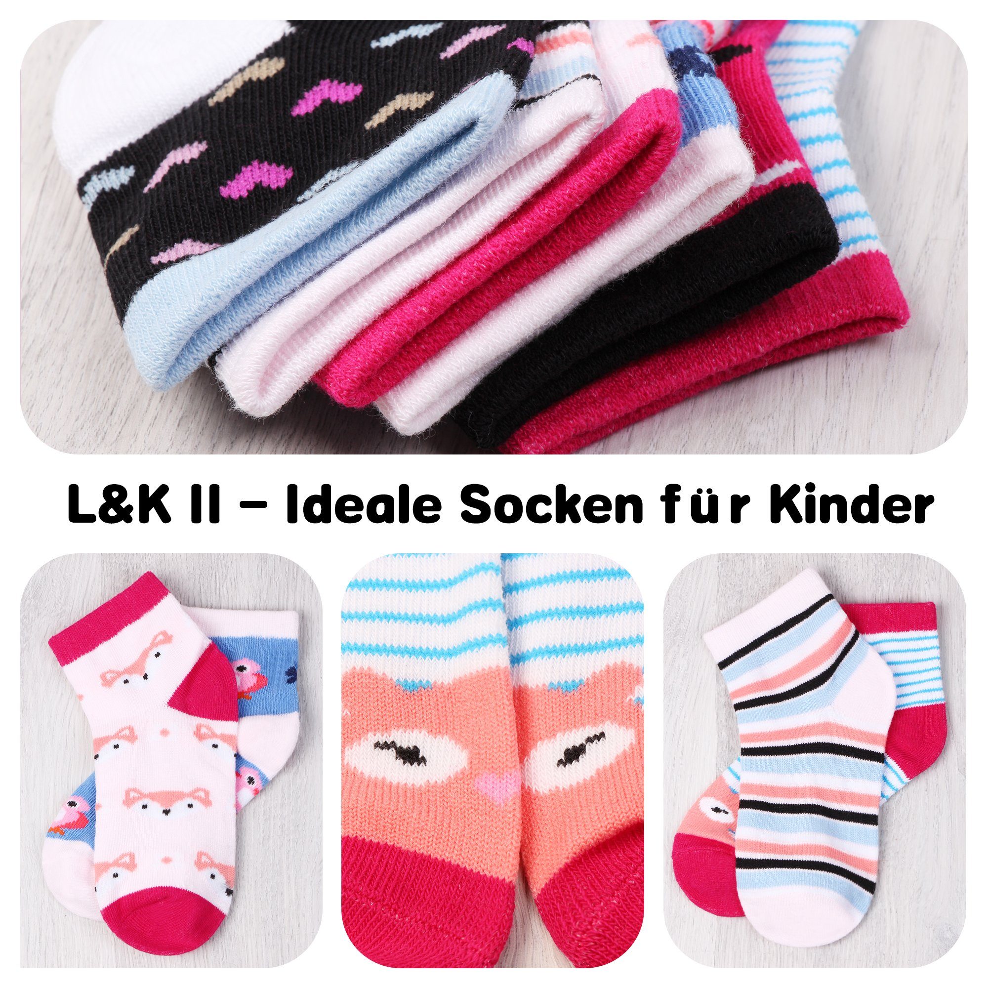 L&K-II Kurzsocken 2118-2810 (Beutel, 10/12-Paar) Socken Mädchen aus Baumwolle – Bild 2 von 5