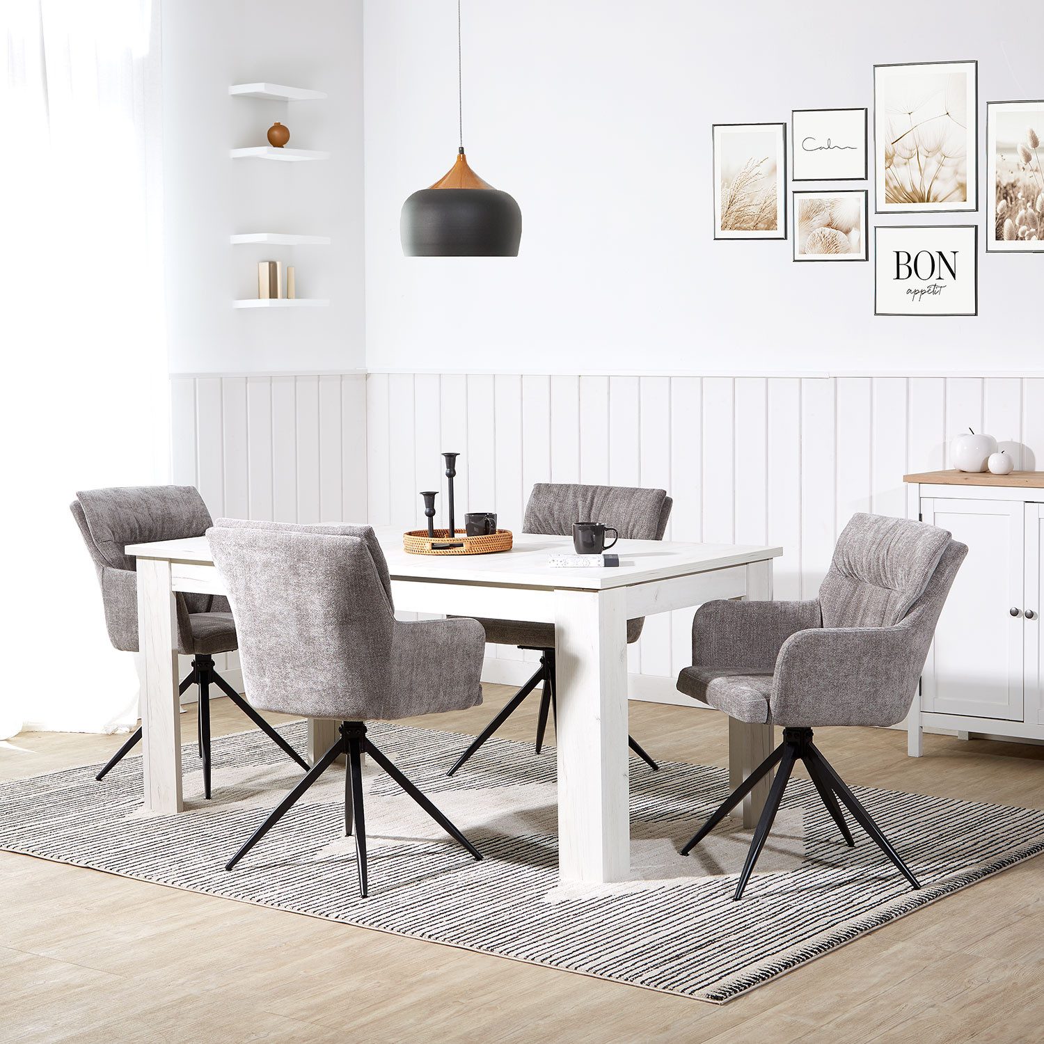 Homestyle4u 2er Set Polsterstühle Drehbar in Grau 2847 günstig online kaufen