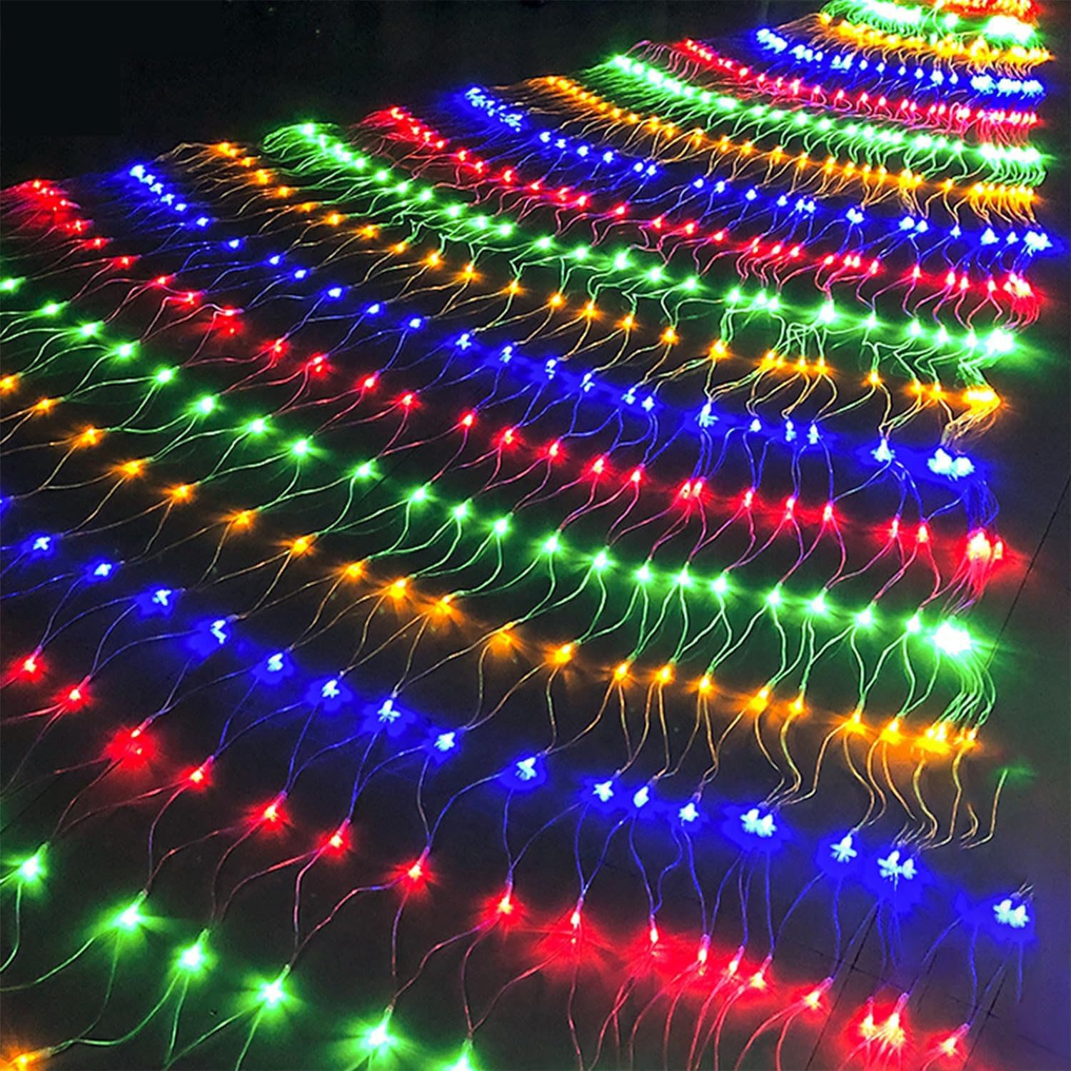Merry 2024 LED-Lichternetz LED Lichterkette Dekolicht,Weihnachtsbeleuchtung,LED Vorhang Licht, 8 Modi,1.5x1.5M/2x2M/2x3M/4x6M,für Halloween,Party,Fensterdeko