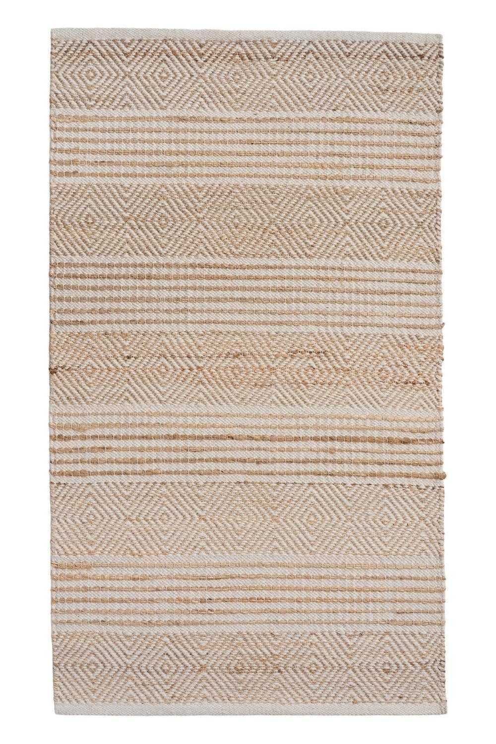 Home4You Teppich Handwebteppich, 60x90 cm, Beige, Braun, Schwarz, rechteckig, Handgewebt