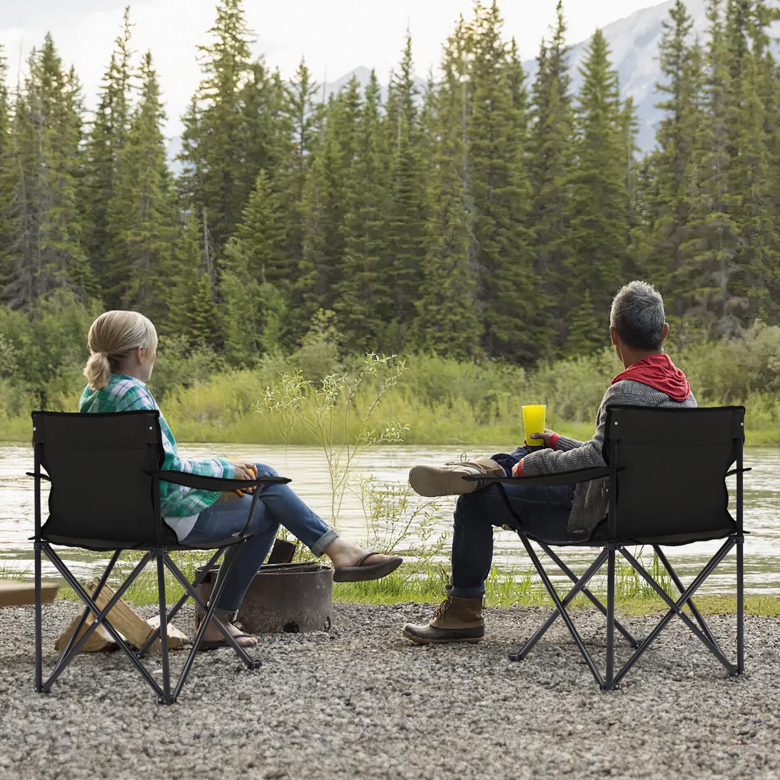 SUNULA Campingstuhl Faltbar Anglerstuhl Ultraleicht Faltstuhl Camping Klappstuhl (1 St), mit Getränkehalter, mit Tragetasche, bis max. 100 kg