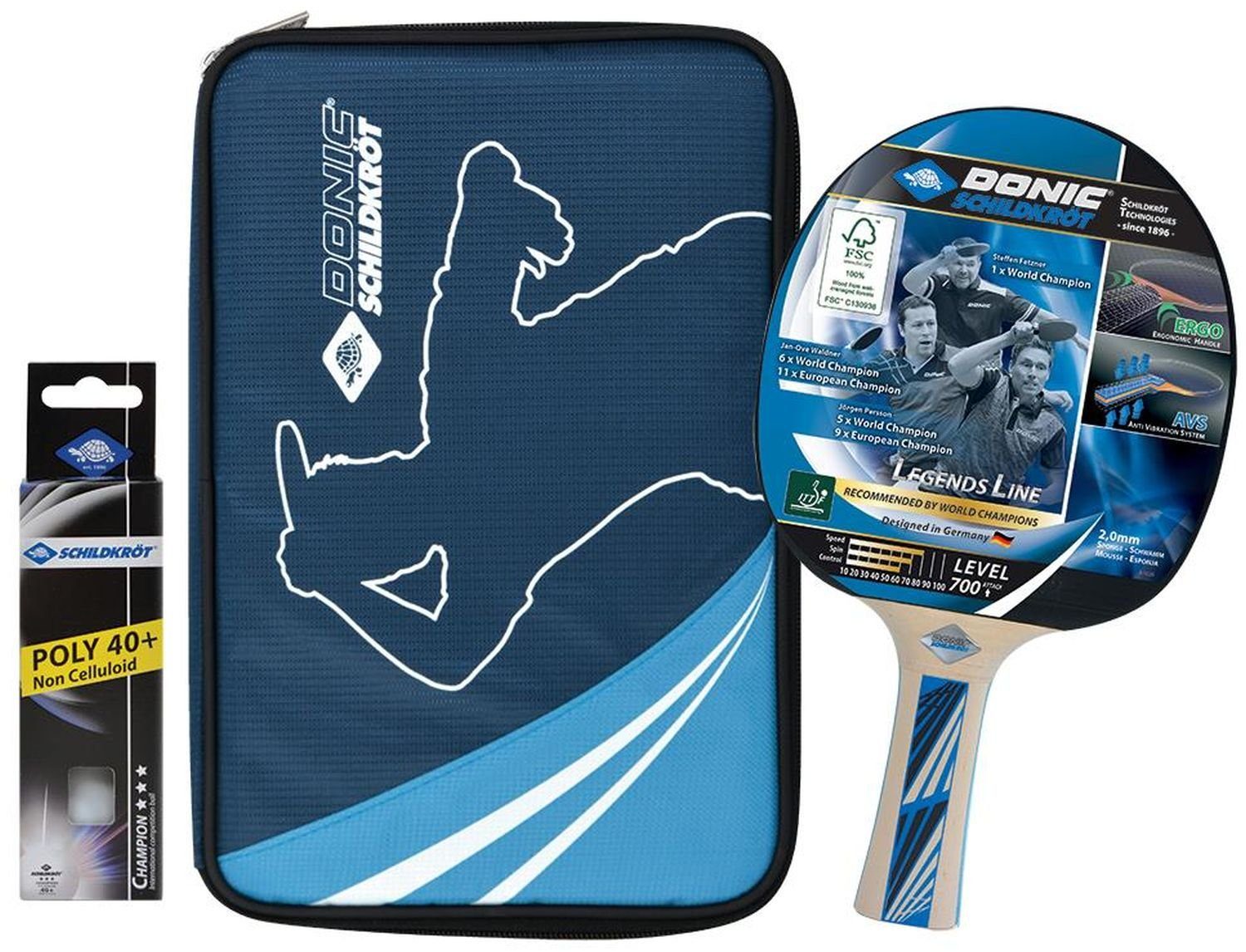 Donic-Schildkröt Tischtennisschläger - Tischtennis Set Legends 700, Tischtennis Schläger Set Tischtennisset Table Tennis Bat Racket