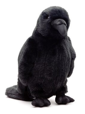 Uni-Toys Kuscheltier Rabe schwarz - 23 cm (Höhe) - Plüsch-Vogel, Krähe - Plüschtier, zu 100 % recyceltes Füllmaterial