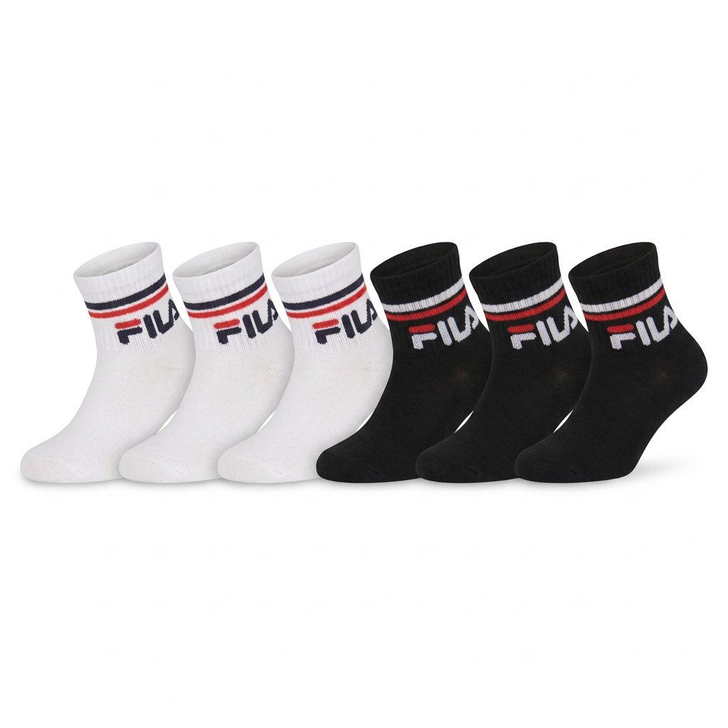 Fila Kurzsocken JUNIOR UNISEX QUARTER PLAIN SOCKS (6 Paar) für Kinder, mit eingestricktem Logo im Bündchen, anatomisch geformt