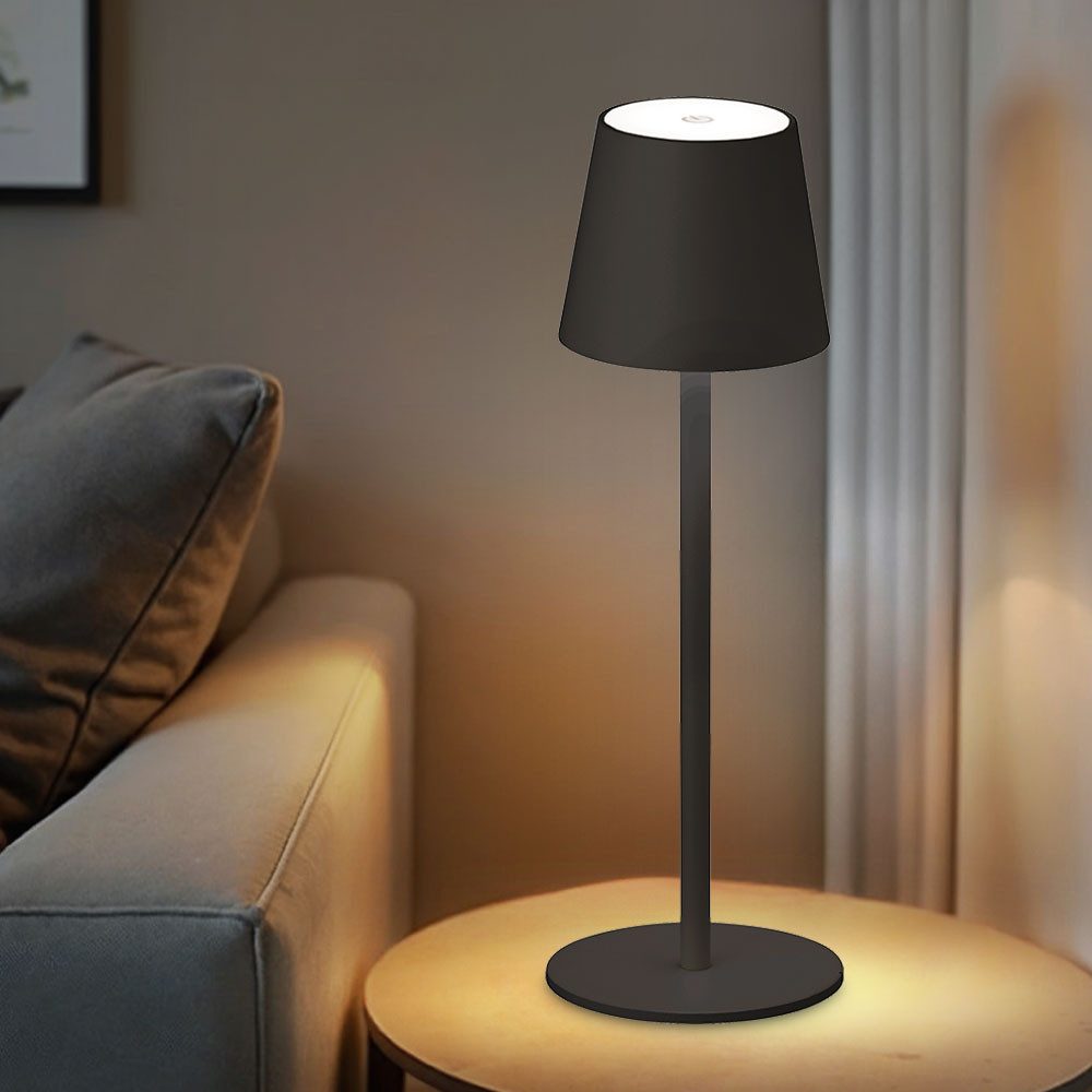 FISCHER & HONSEL LED Tischleuchte, LED-Leuchtmittel fest verbaut, Warmweiß, Tischleuchte Schreibtischlampe LED Touchdimmer Akku schwarz