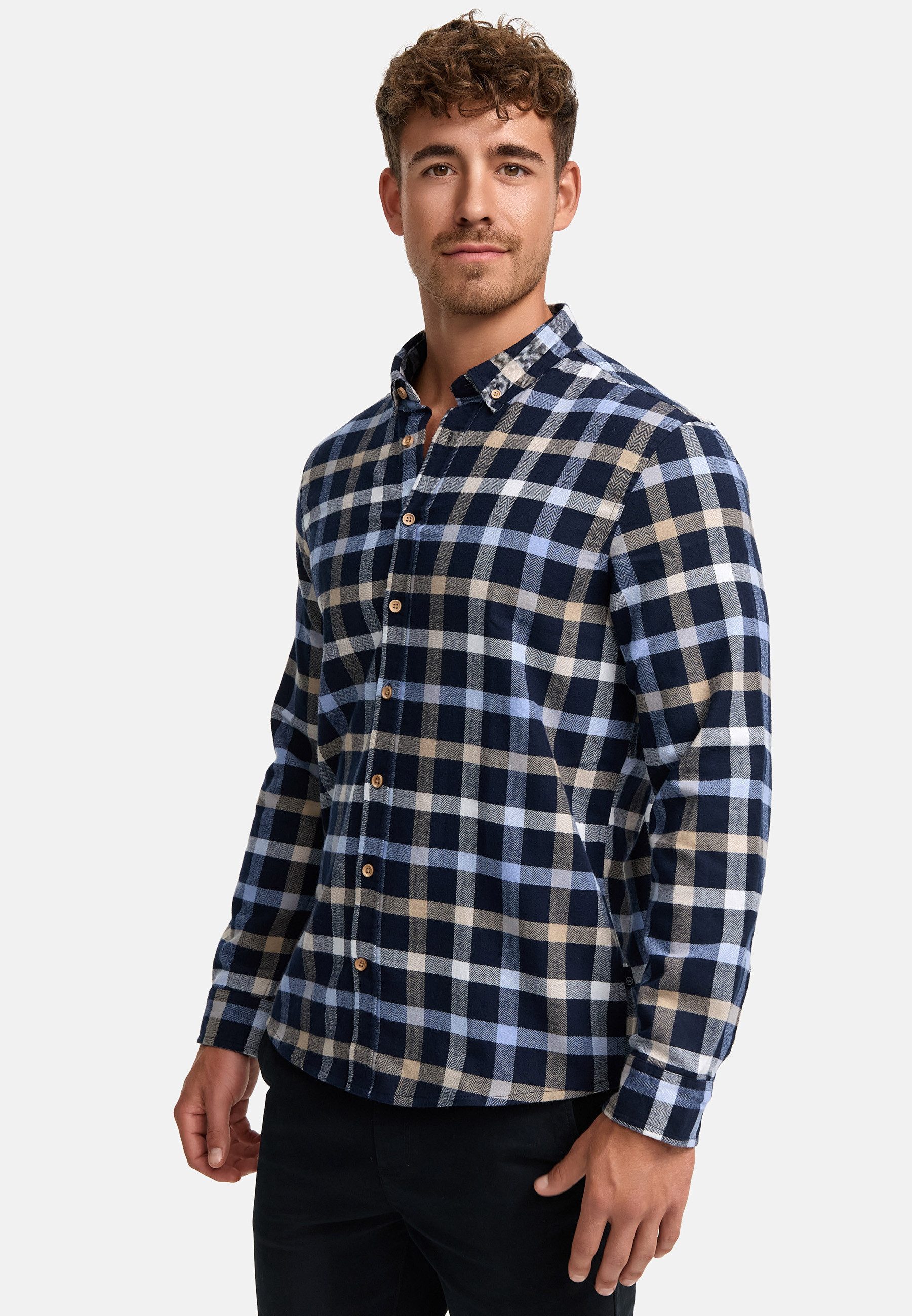 Kronstadt Langarmhemd Herren KSDean Check Herrenhemd Langarm Carohemd mit Button-Down-Kragen – Bild 3 von 5