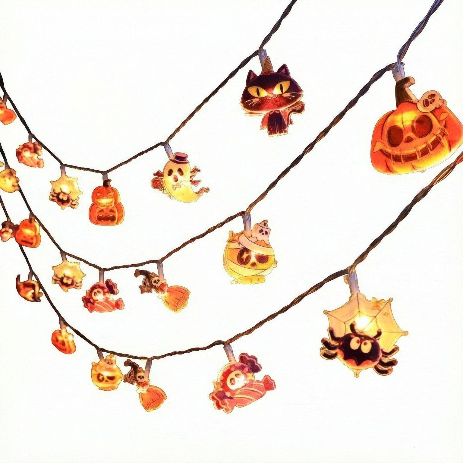 Bomiclss LED-Lichterkette 3M Halloween-LED-Lichterkette mit Kürbis-Laternen