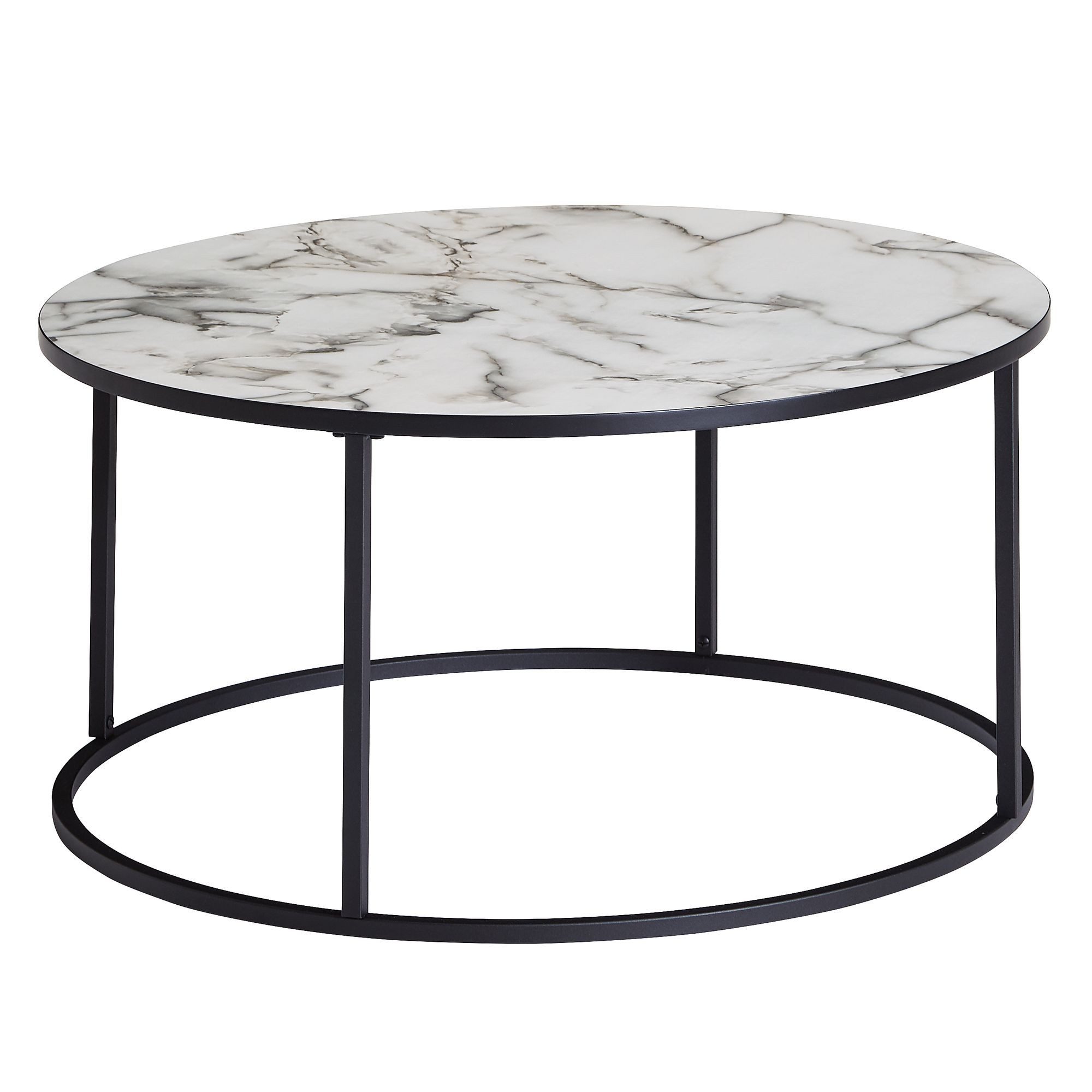 Couchtisch LAMIA Marmor Optik Weiß Metall schwarz Wohnzimmertisch