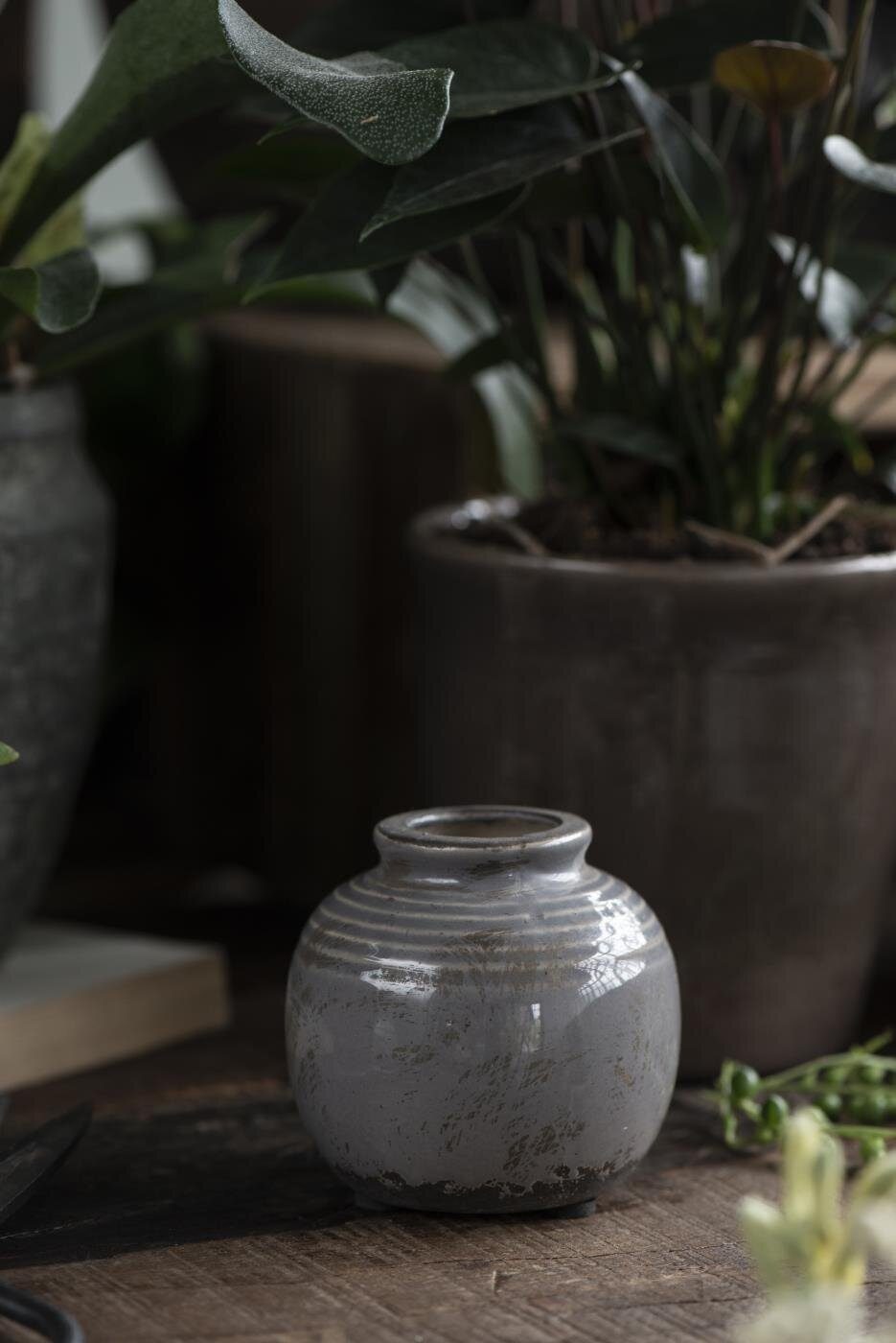 Mini Vase Ib Rillen grün Dekovase Laursen