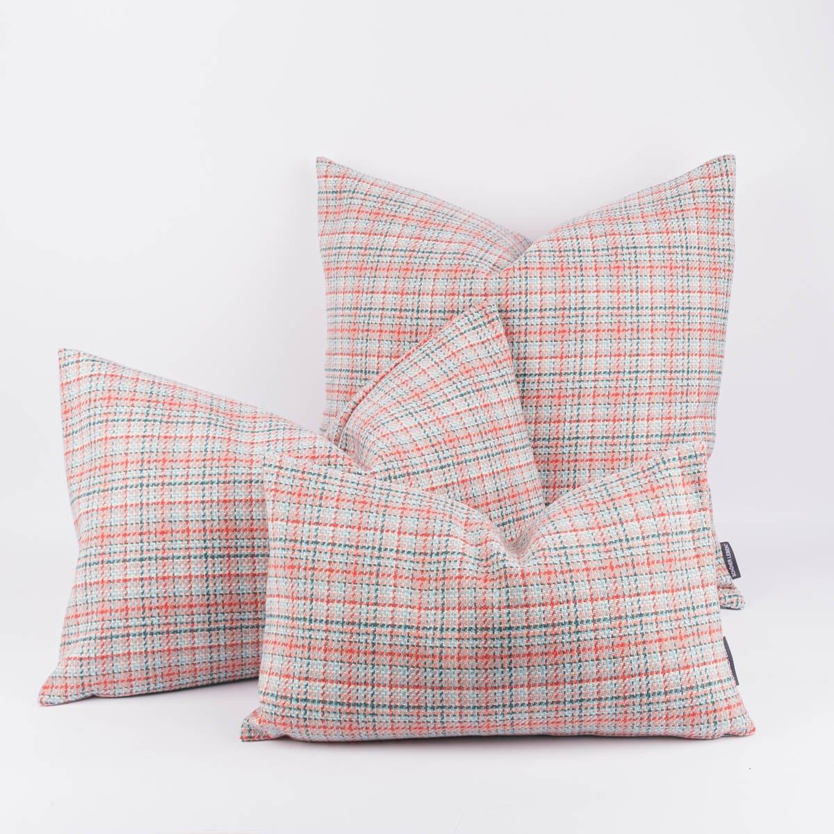 SCHÖNER LEBEN. Dekokissen Kissenhülle Victoria Karo Struktur rosa türkis in versch. Größen, made in Germany,handmade,pflegeleicht
