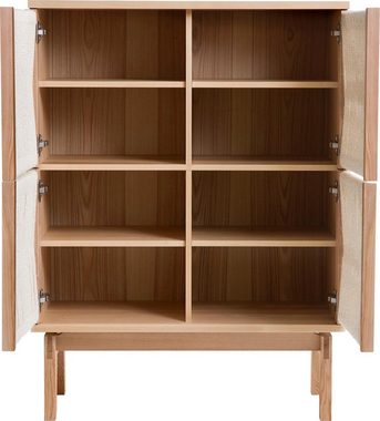 Woodman Highboard Lidia, mit Türenfronten aus geflochtenem nartürlichem Hanfseil, Breite 90 cm