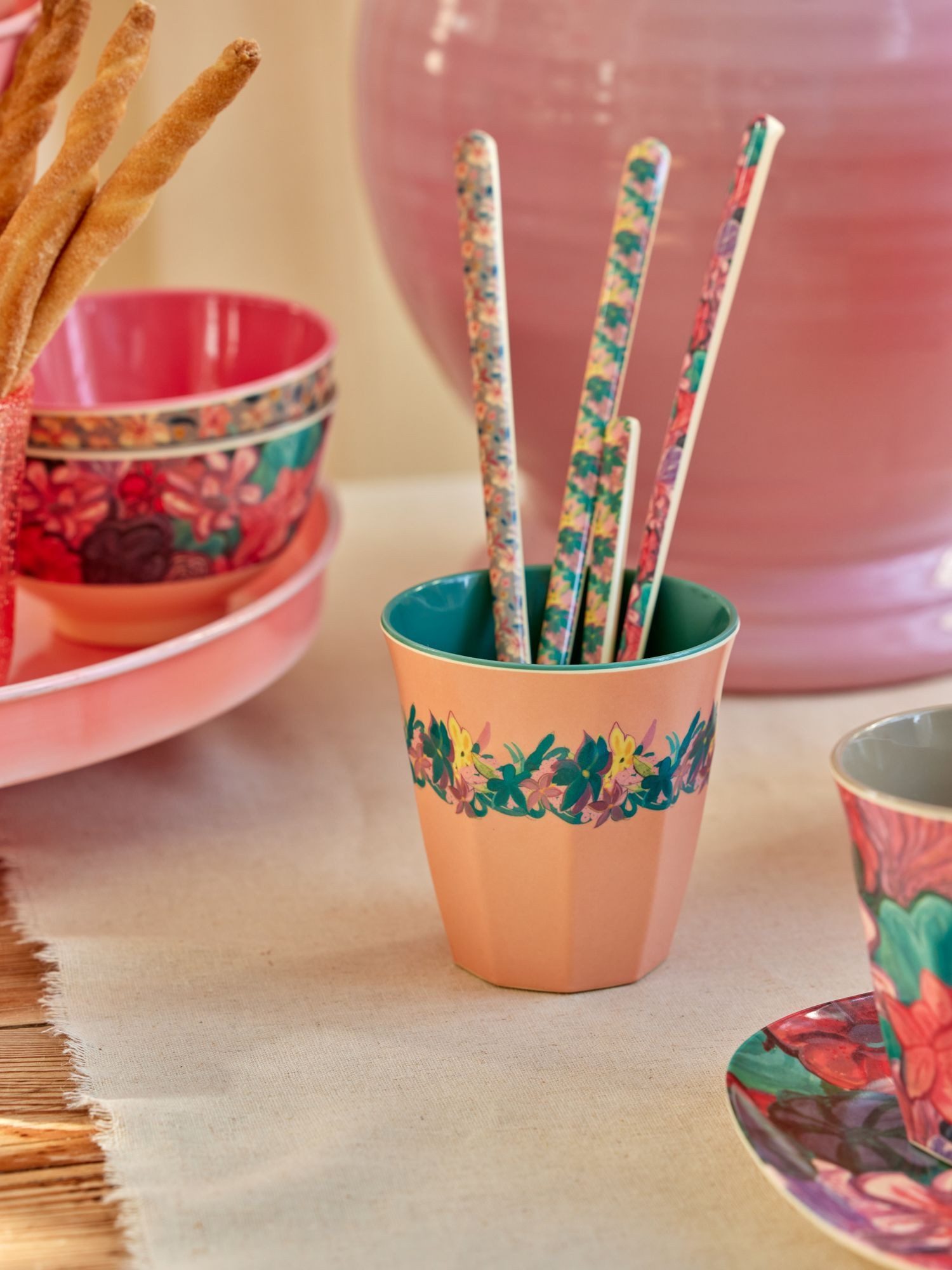 RICE A/S Becher Rice Melaminbecher Blume Hilma Forever Print Medium