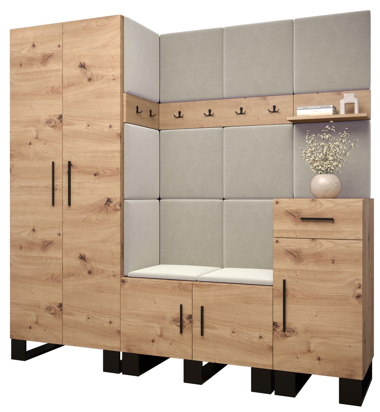 ABIKS MÖBEL Garderoben-Set ARTIN Set 1 Garderobe mit gepolsterten Paneelen, günstig online kaufen