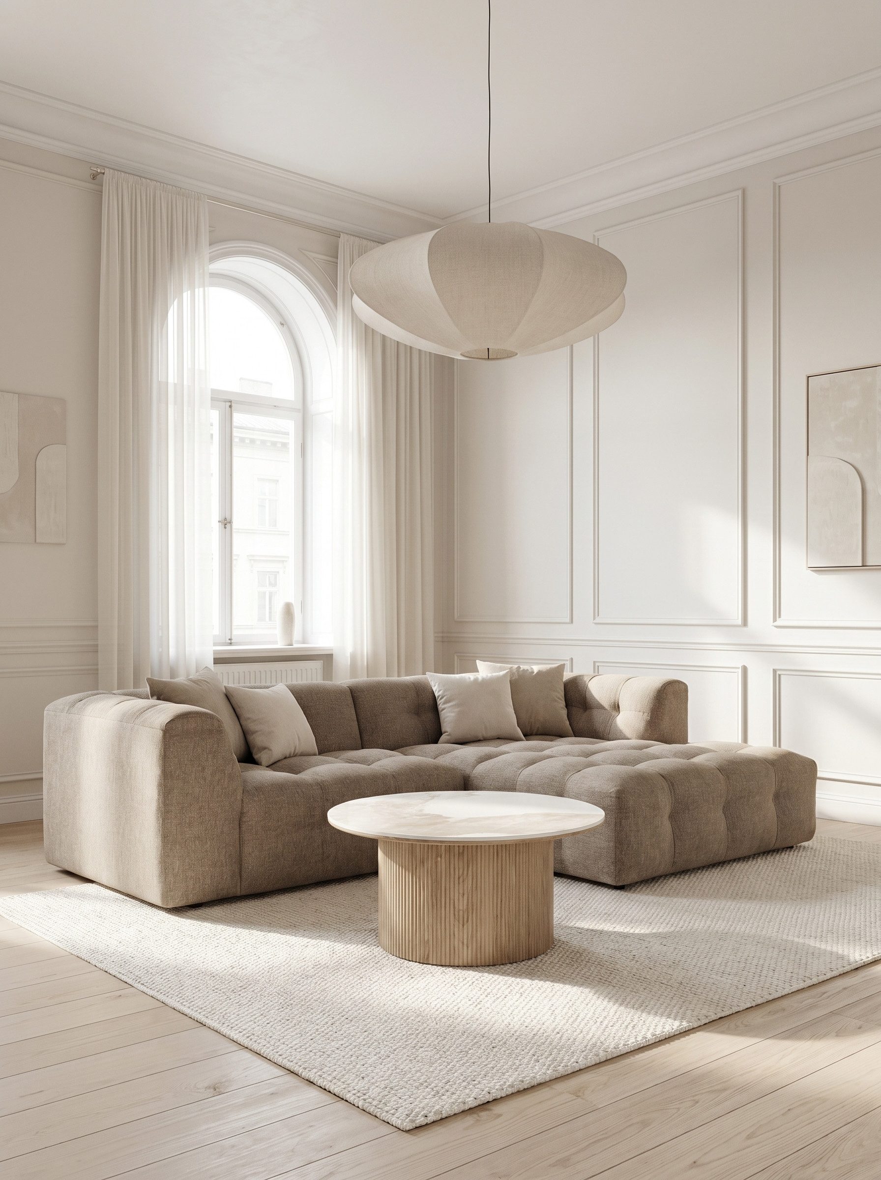 faee Ecksofa Ruusu, Bezug Stoff light brown