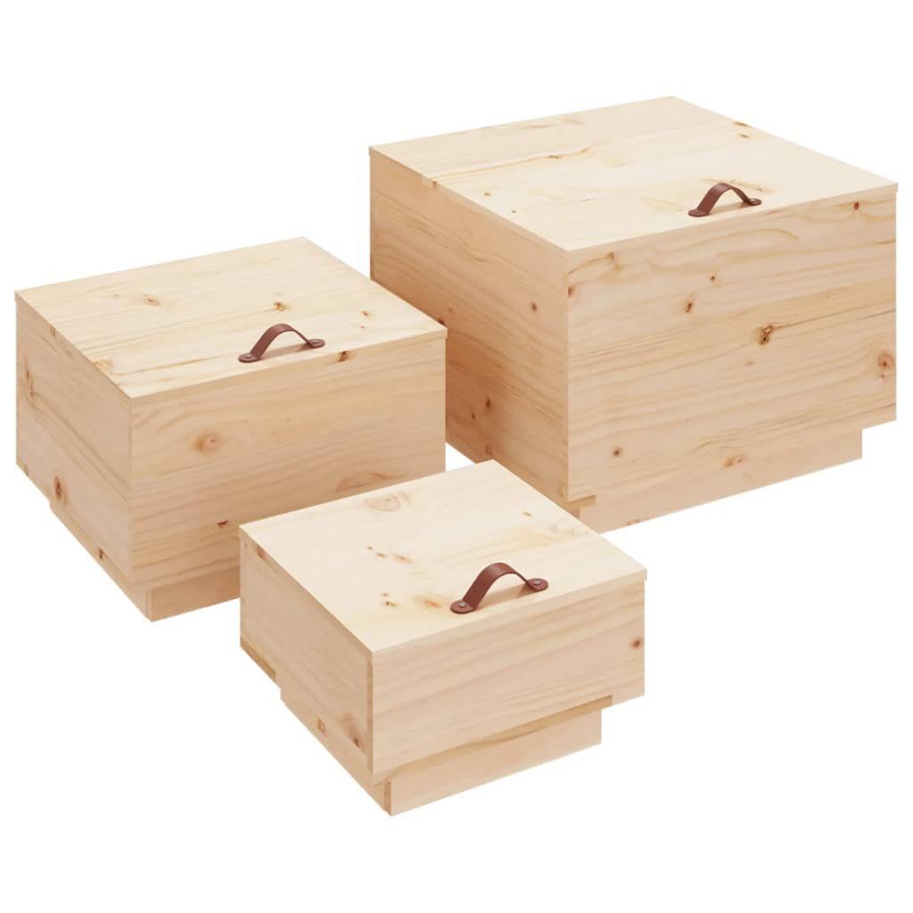 vidaXL Fächerschrank Aufbewahrungsboxen mit Deckeln 3 Stk. Massivholz Kiefer (3-St)