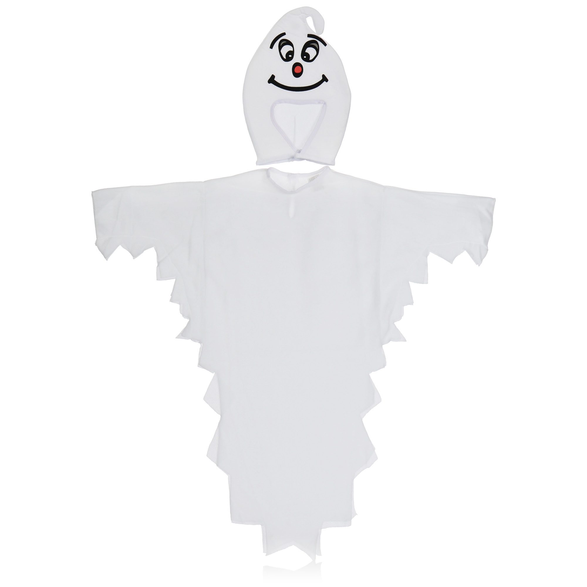 com-four Kostüm Geisterkostüm für Kinder - Halloween-Kostüm mit Kopfbedeckung -, Faschingskostüm für Kinder - schauriges Kostüm - 110cm