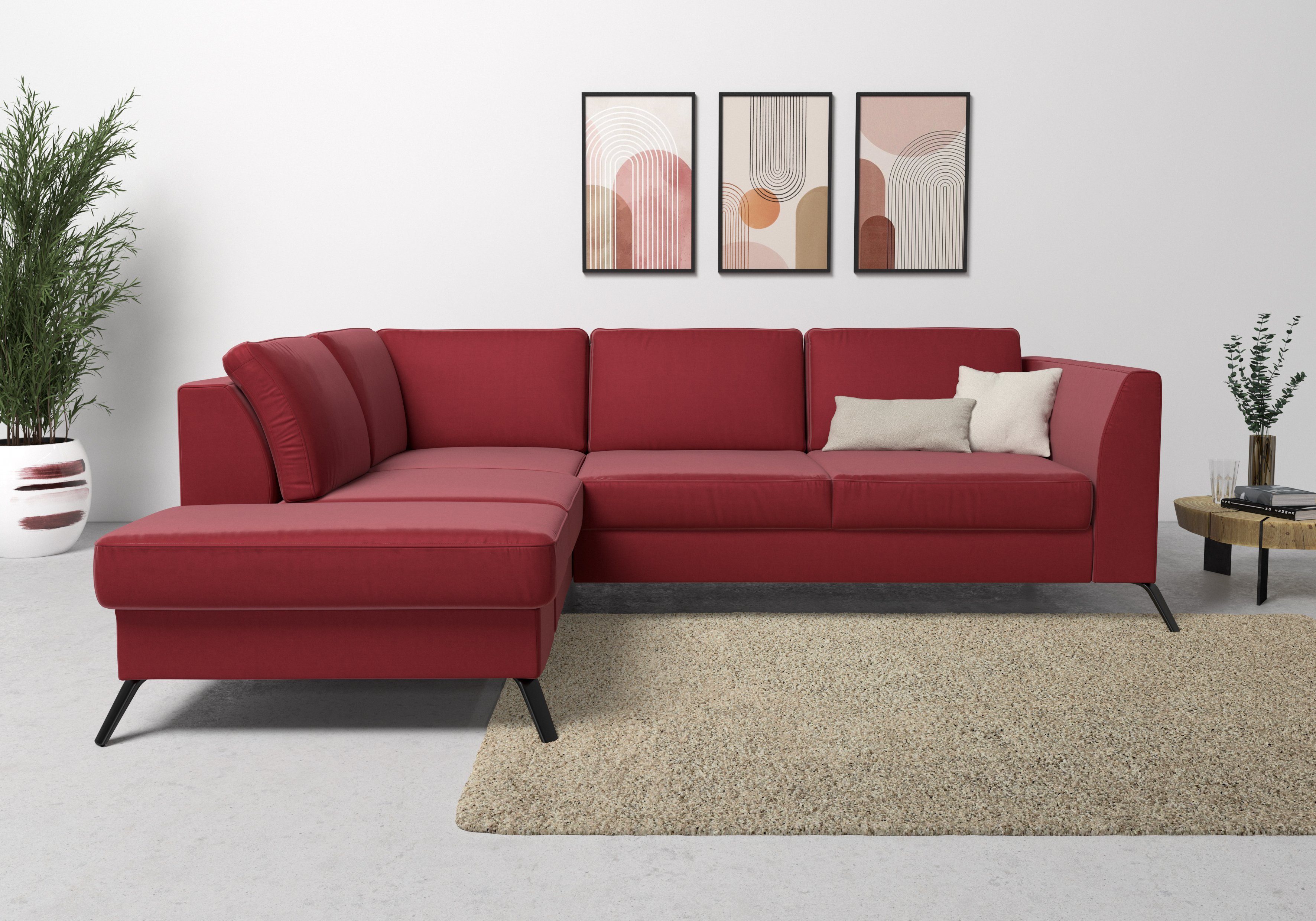 sit&more Ecksofa Olsen L-Form, inklusive Sitztiefenverstellung, optional Schlaffunktion, 15cm hoch