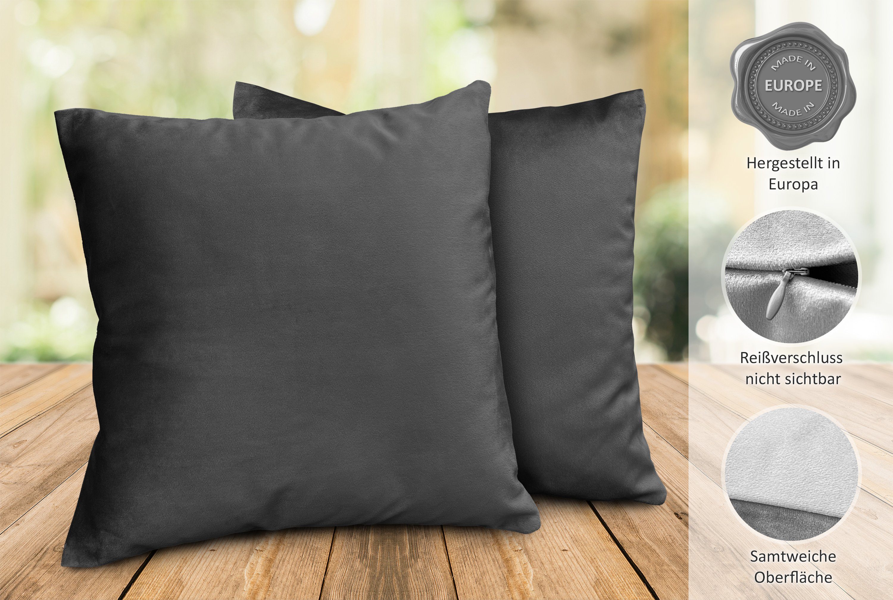 Beautex Kissenhüllen Samt Kissenhüllen 2er Set, Premium Kissenbezug, Sofa- günstig online kaufen