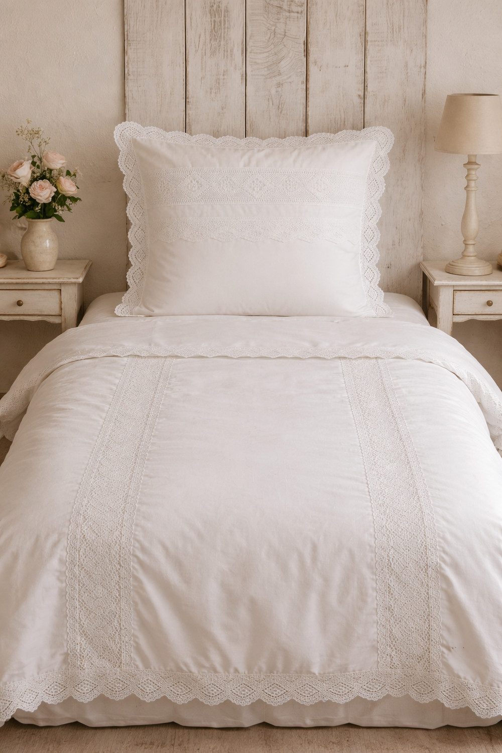 HOSSNER - HOMECOLLECTION Bettwäsche 135x200 cm, Baumwolle, 2 teilig, Kissenbezug Nostalgie Bezug Riva Vintage romantisch