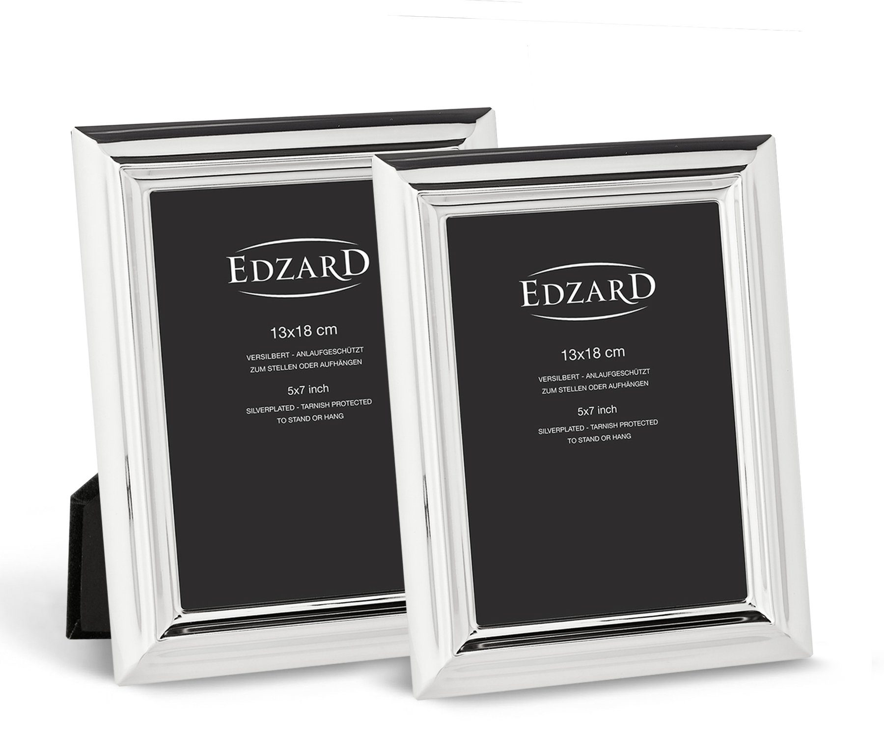 EDZARD Bilderrahmen Florenz, versilbert und anlaufgeschützt, 2er Set für 13x18 cm Foto