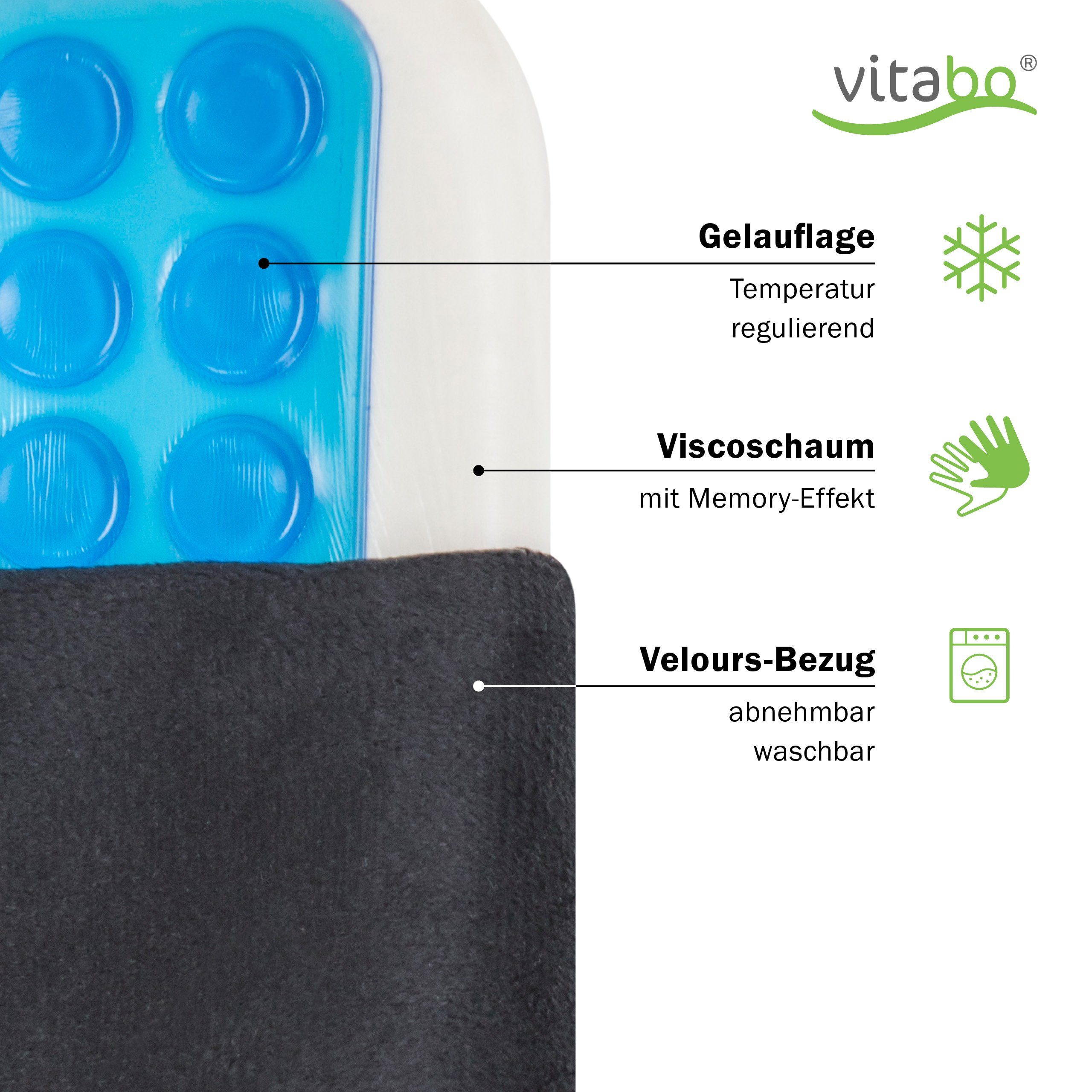 Vitabo Steißbeinkissen ergonomisches Sitzkissen, Steißbein-Kissen, Gel-Schicht (Schwarz), 1-tlg. – Bild 5 von 5