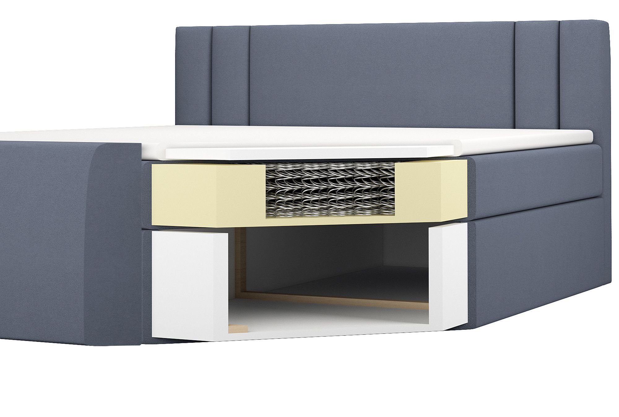 A&J MöbelLand GmbH Boxspringbett ALF mit 2 Bettkästen und Topper. (Boxspringbett mit Bettkasten und gepolstertem Kopfteil. Inclusive Topper!, TOP ANGEBOT), Länge 216 cm Höhe 106 cm