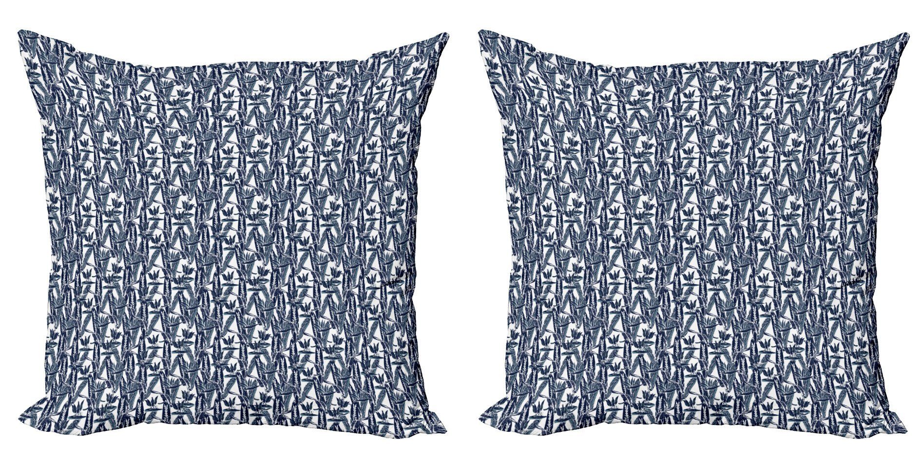 Kissenbezüge Modern Accent Doppelseitiger Digitaldruck, Abakuhaus (2 Stück), Aloha Schiefer-blaue Streifen auf Blättern