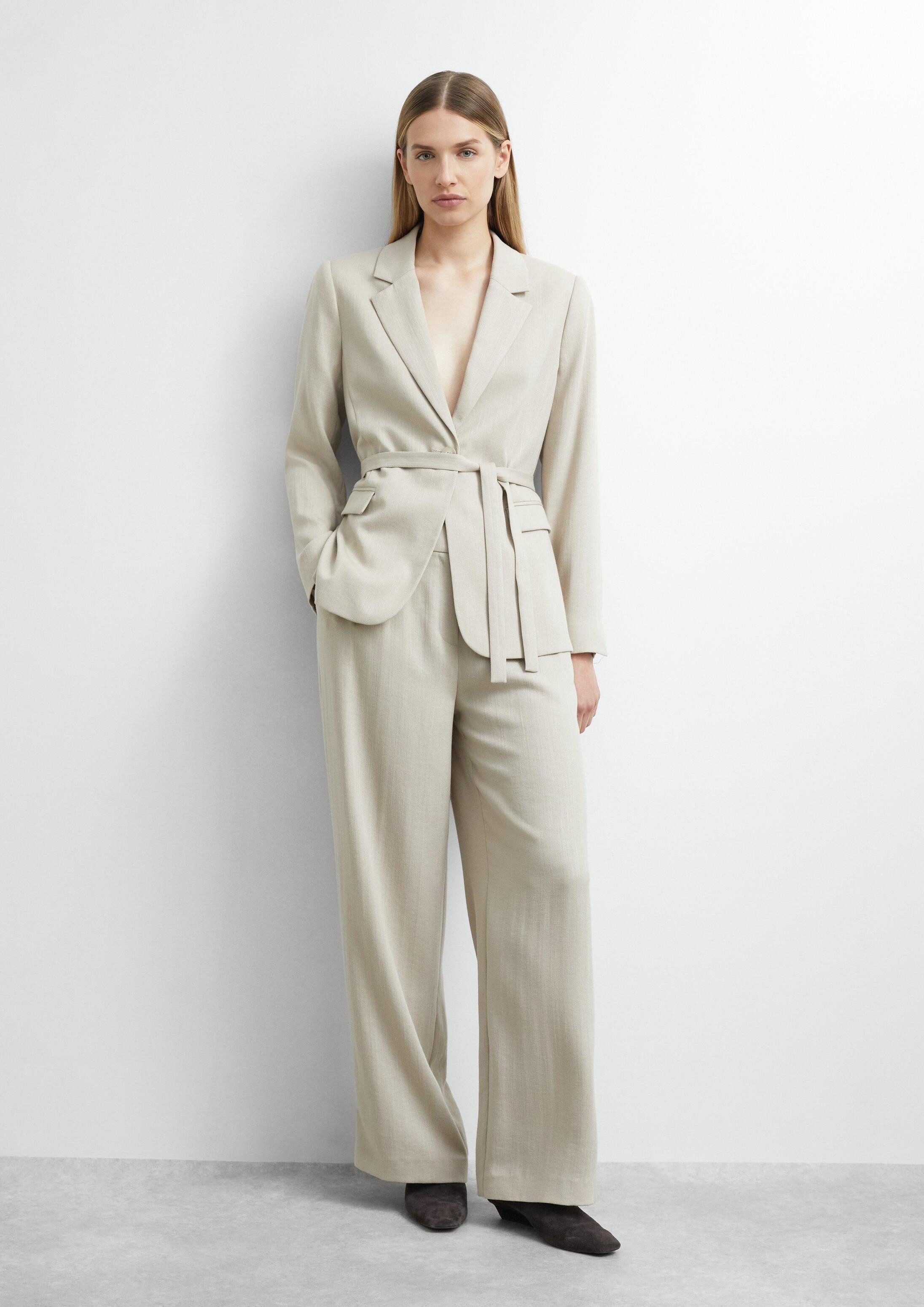 comma Chinos Hose Strukturierte Wide-Leg-Hose mit Faltendetail