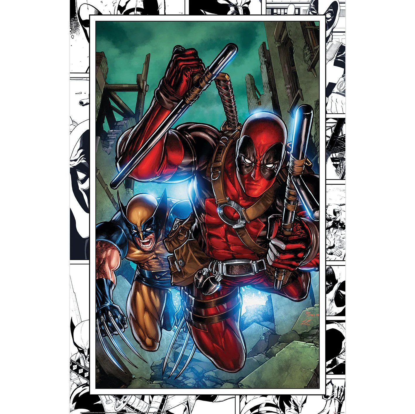 Poster Marvel - Wolverine & Deadpool - Poster Druck Größe 61x91,5 cm